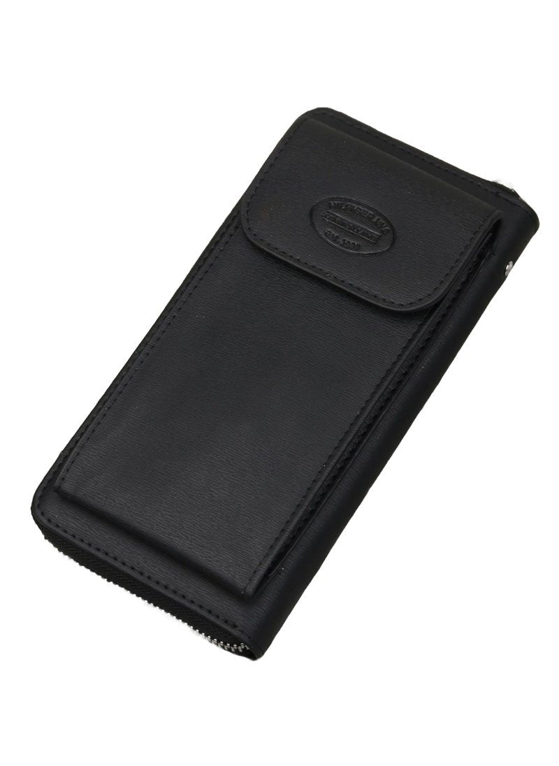 TH Long Black Leather Wallet For Men 50#