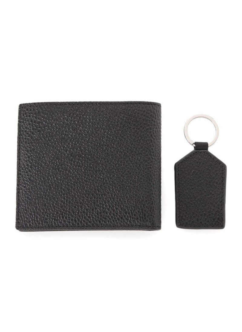 AX Black Leather Wallet & Keychain Set For Men 16#
