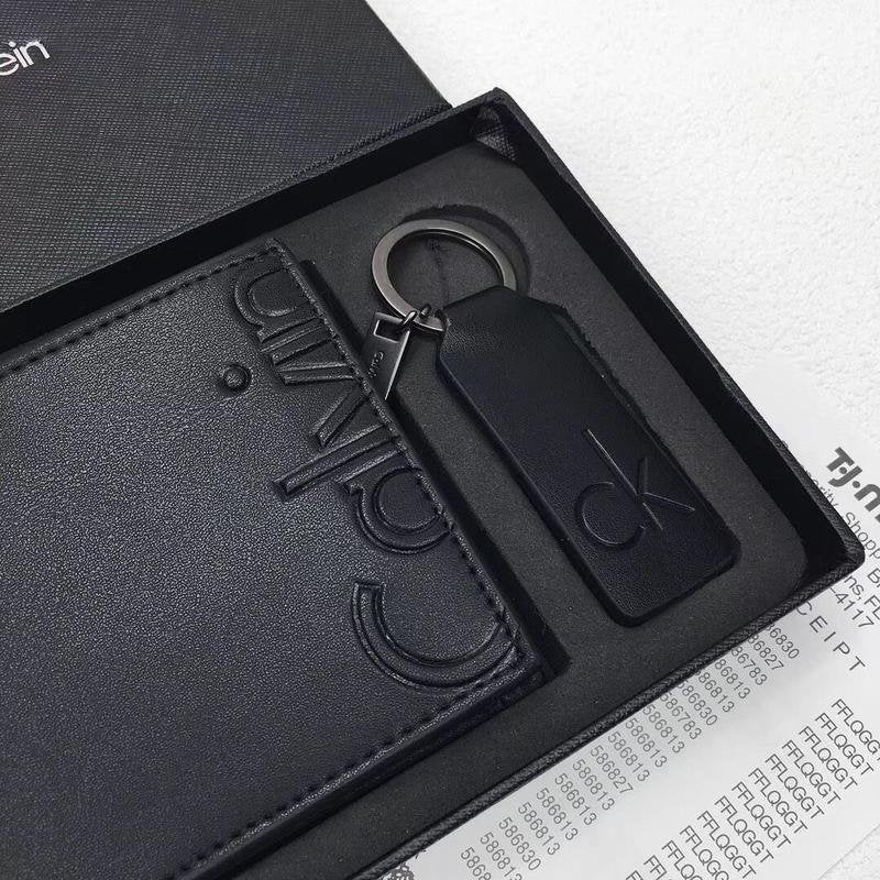 CK Black Leather Wallet-keychain Set For Men 10#