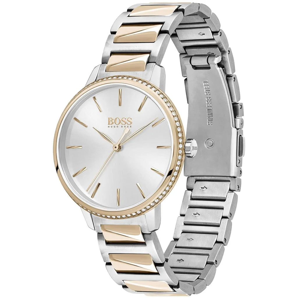 Hugo Boss Women’s Watch – Model 1502567 | Elegant Silver & Rose Gold Signature Design