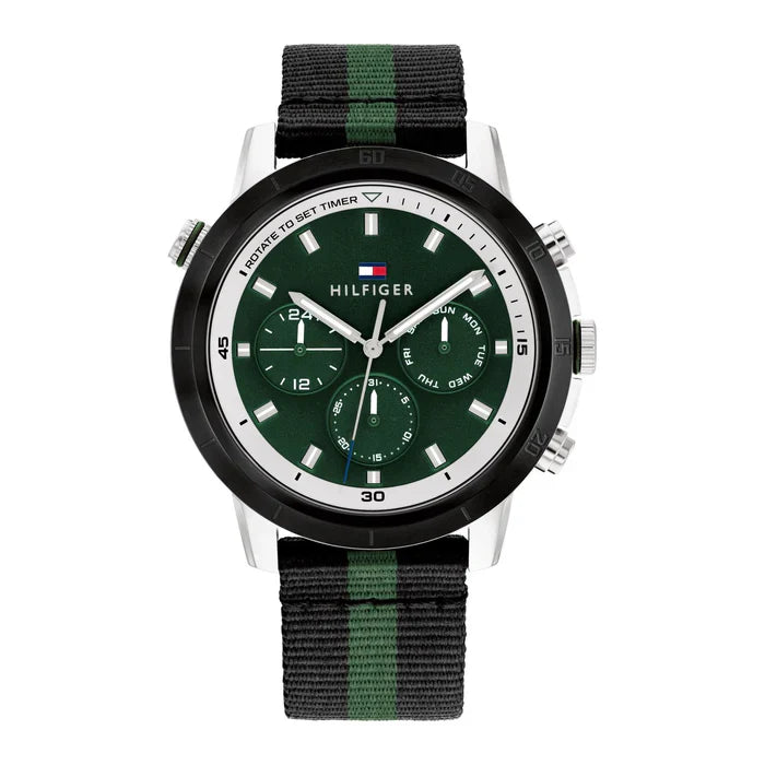 Tommy Hilfiger Men’s Watch – Model 1792107 | Stylish Troy Design in Green & Black