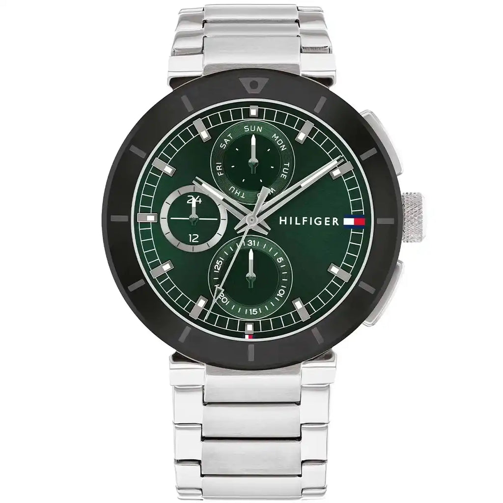 Tommy Hilfiger Men’s Watch – Model 1792117 Silver Green Edition