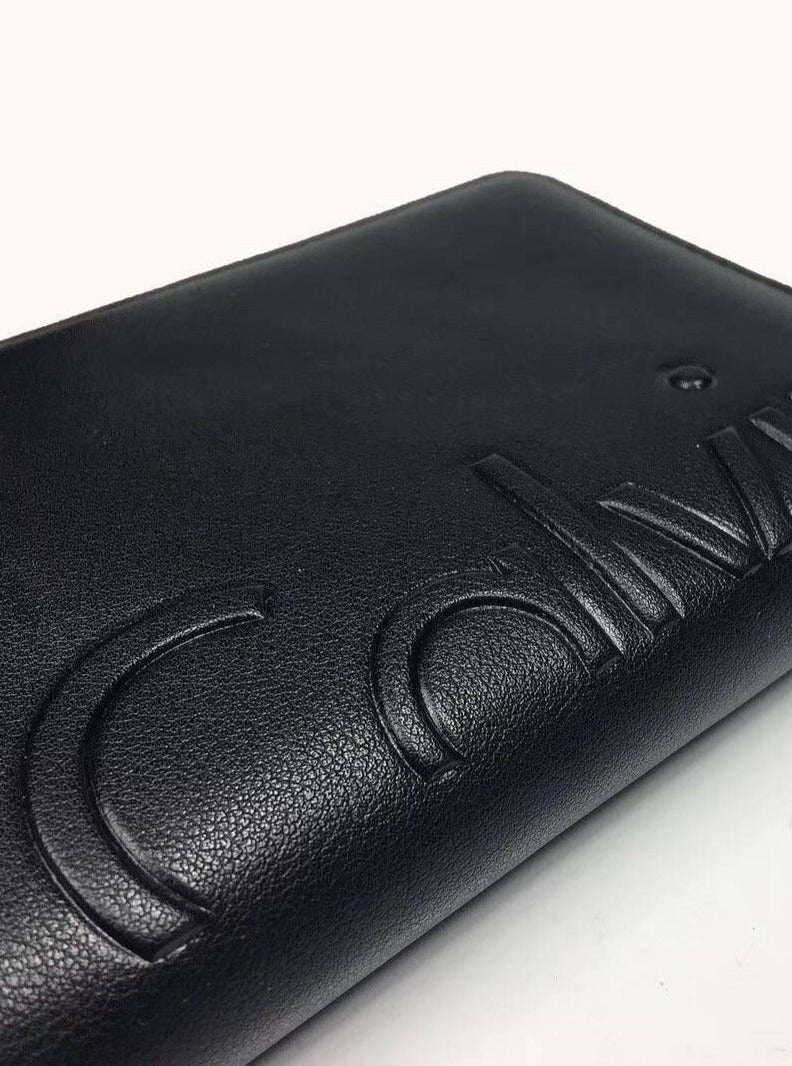 CK Long Black Leather Wallet For Unisex 76#