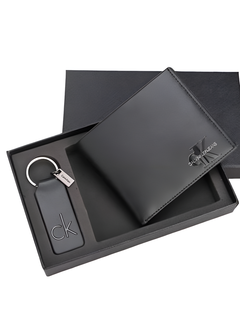 CK Black Leather Wallet & Keychain Set For Men 6#