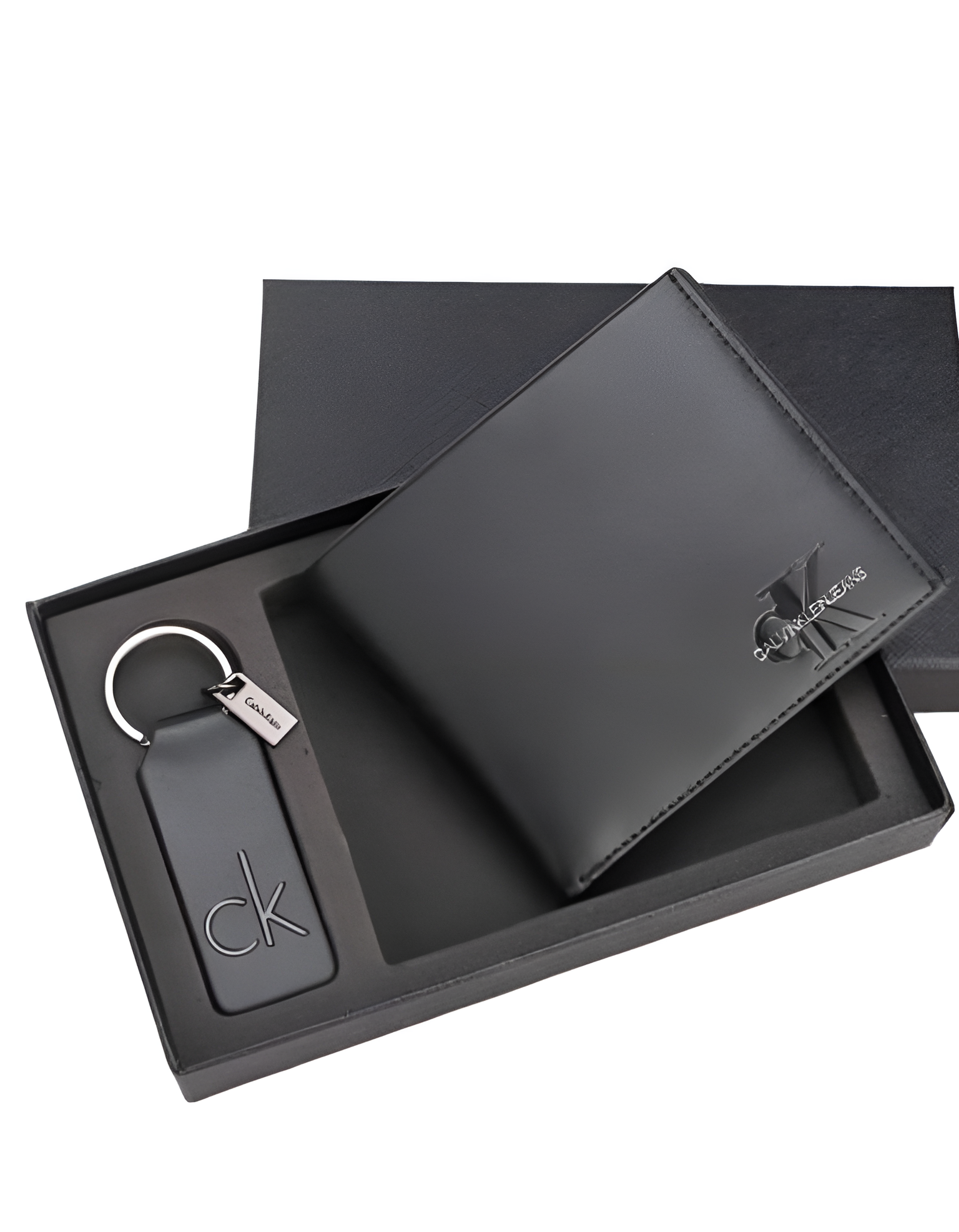 CK Black Leather Wallet & Keychain Set For Men 6#