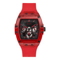 ساعة رجالية من Guess - موديل GW0203G5 | مجموعة Phoenix - تصميم مربع جريء مع حزام سيليكون أحمر