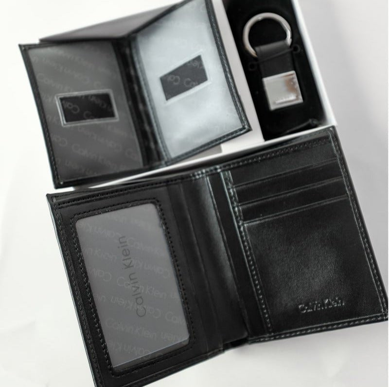 CK Black Leather Wallet-Keychain Set For Men 5#