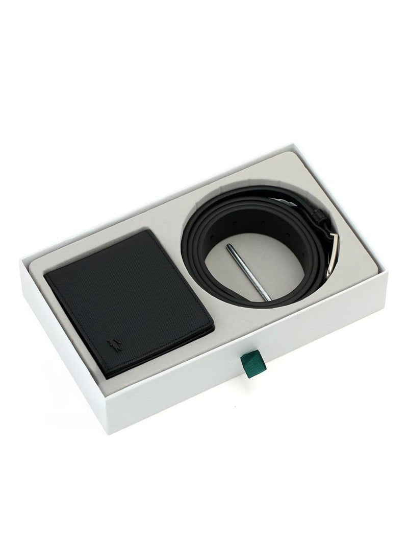 LC Black Leather Wallet-Belt Set For Men 18#