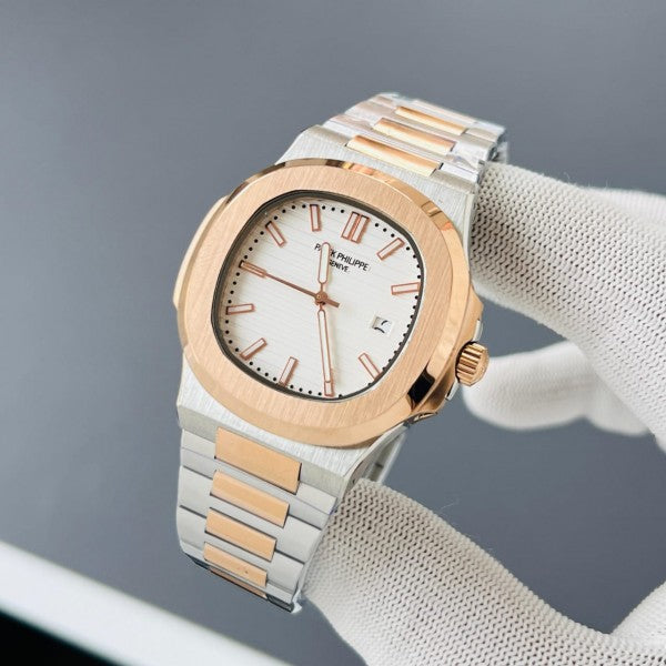 Patek Philippe Nautilus For Men 5711/1A - Two Tone With White Dial