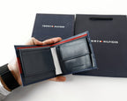 TH Navy Leather Bifold Wallet For Men 4#