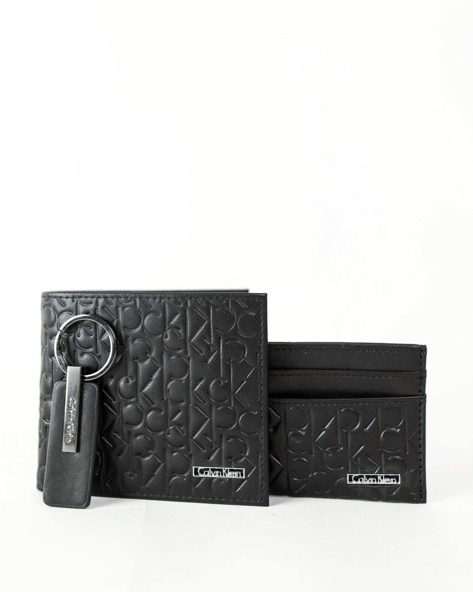 CK Black Monogram Leather Wallet-Keychain-Card Holder Set For Men 4#