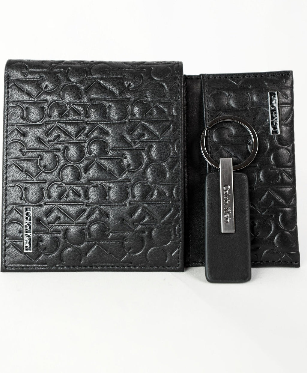 CK Black Monogram Leather Wallet-Keychain-Card Holder Set For Men 4#