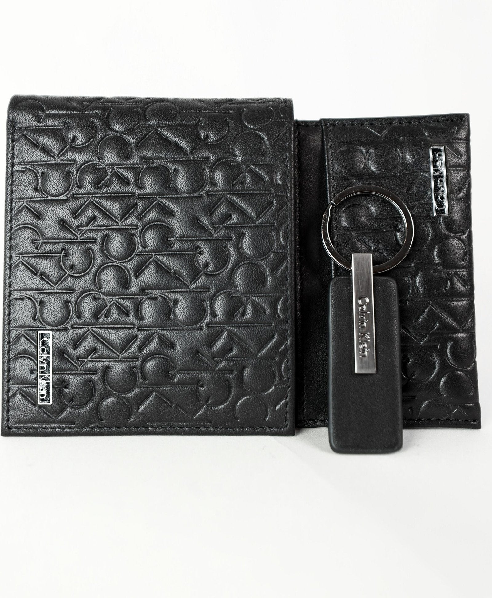 CK Black Monogram Leather Wallet-Keychain-Card Holder Set For Men 4#