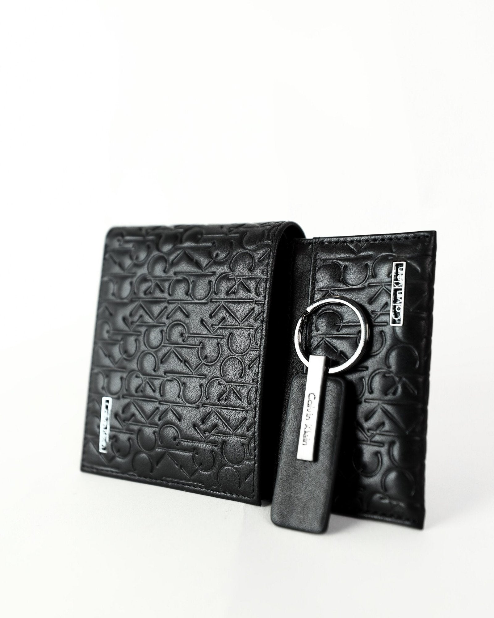 CK Black Monogram Leather Wallet-Keychain-Card Holder Set For Men 4#
