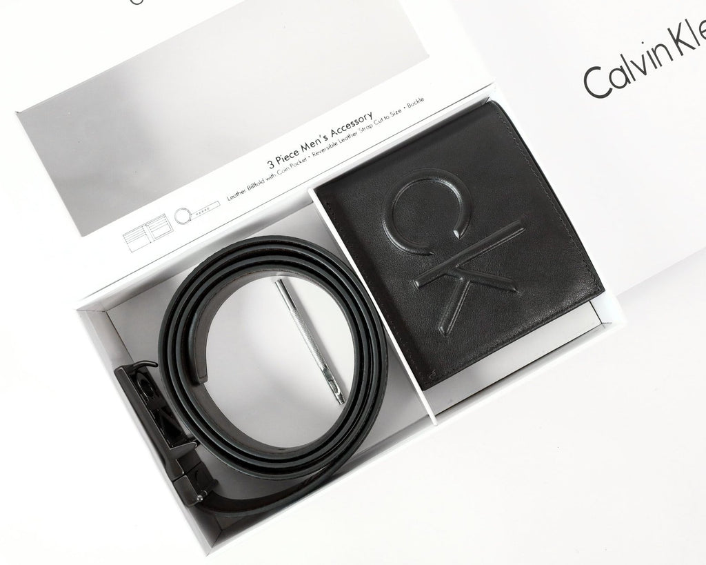 CK Black Leather Wallet-Belt Set For Men 7#
