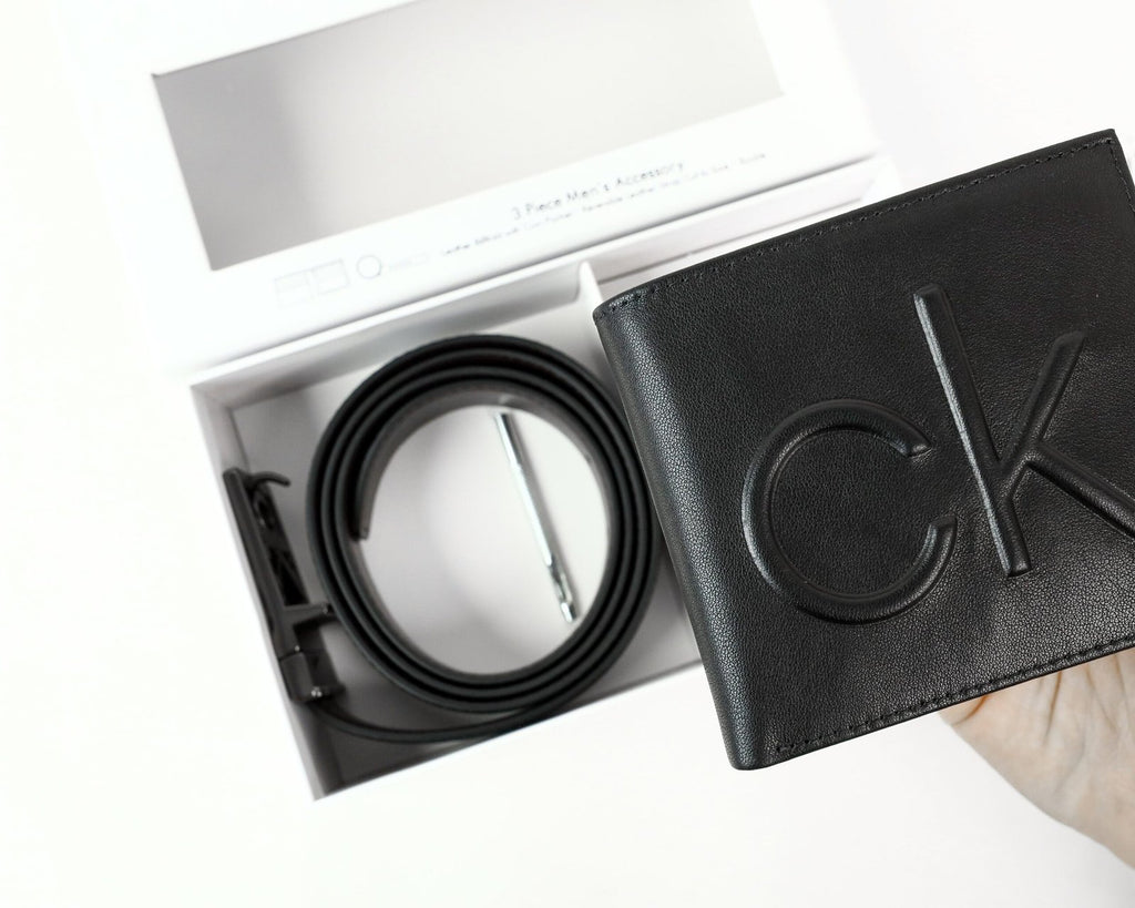 CK Black Leather Wallet-Belt Set For Men 7#