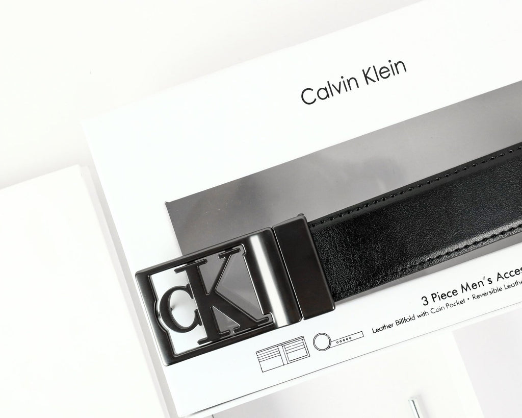 CK Black Leather Wallet-Belt Set For Men 7#