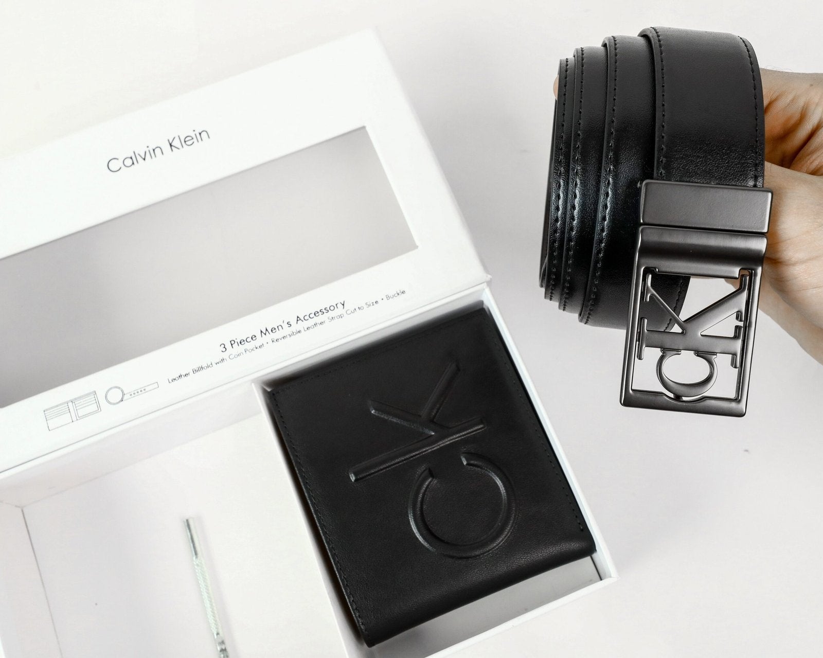 CK Black Leather Wallet-Belt Set For Men 7#