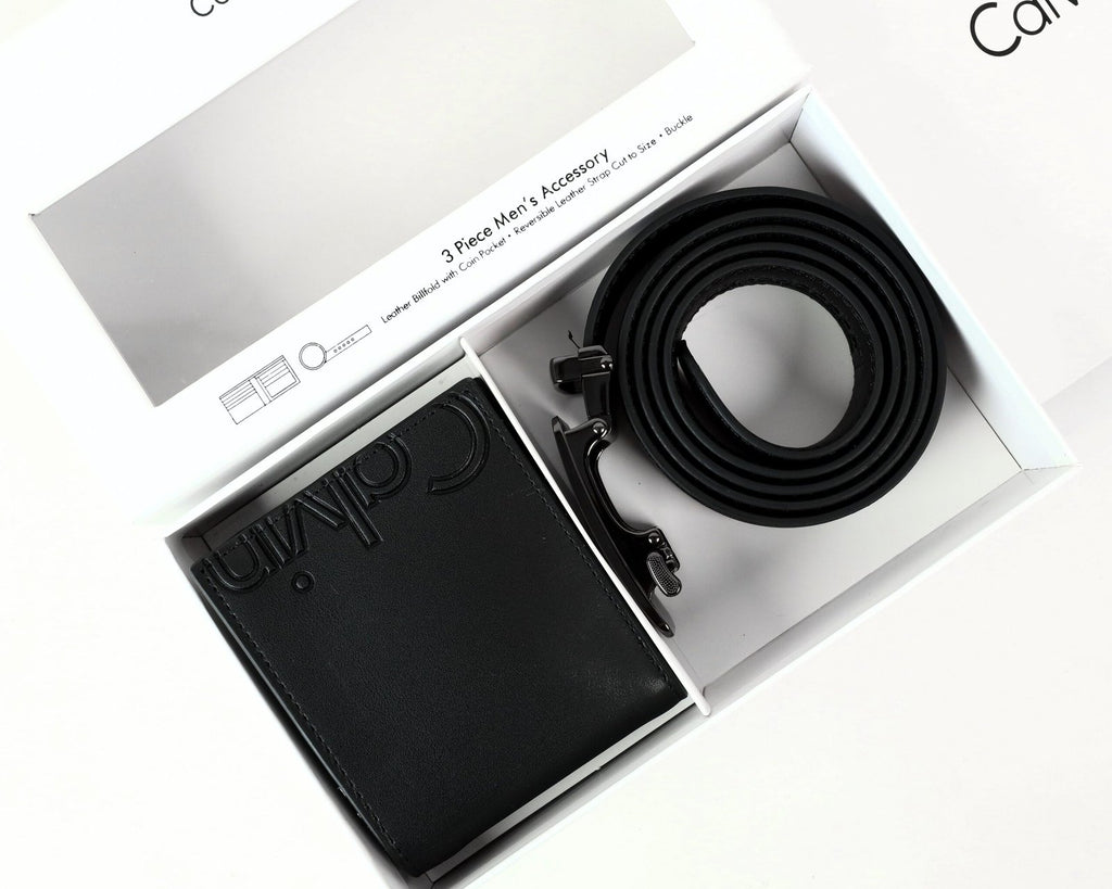 CK Black Leather Wallet-Belt Set For Men 8#