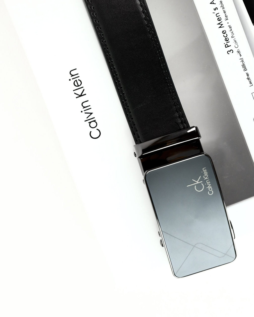 CK Black Leather Wallet-Belt Set For Men 8#