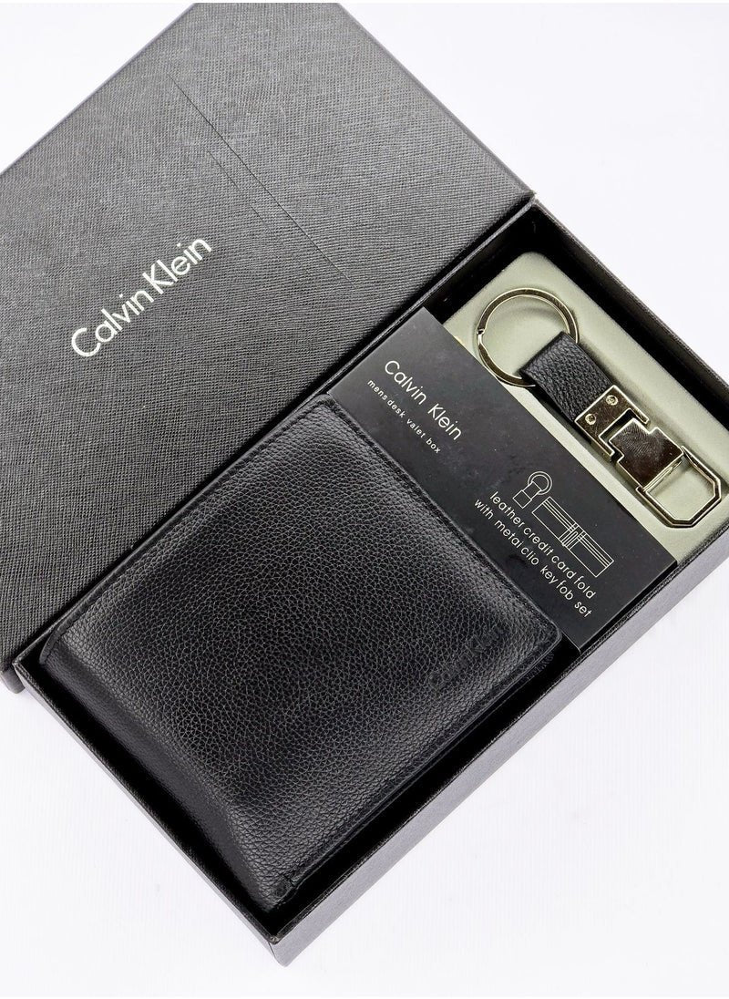 CK Black Leather Wallet-Keychain Set For Men 8#