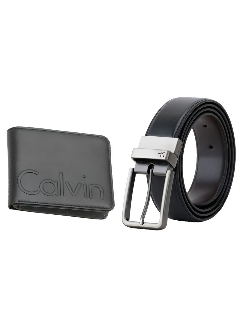 CK Black Leather Wallet-Belt Set For Men 16#