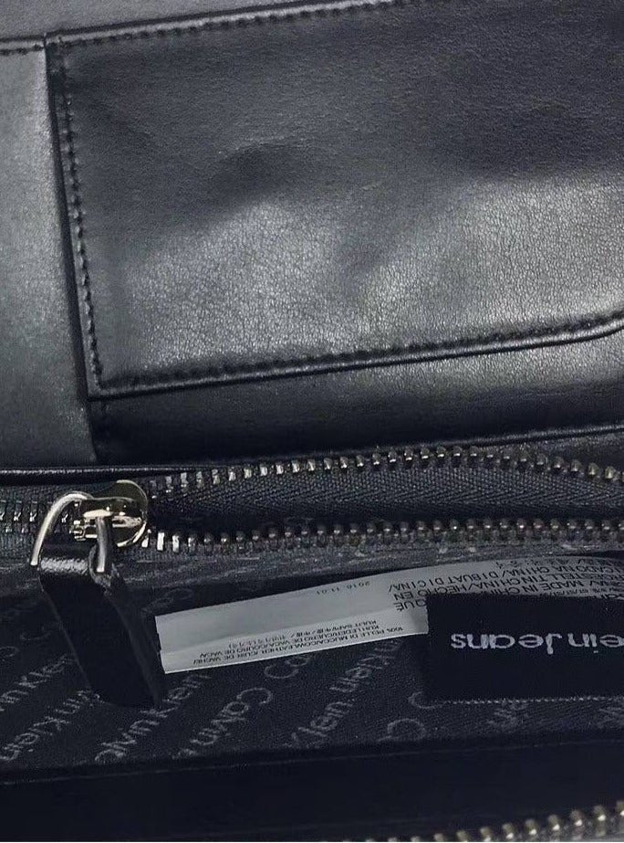 CK Long Black Leather Wallet For Unisex 76#