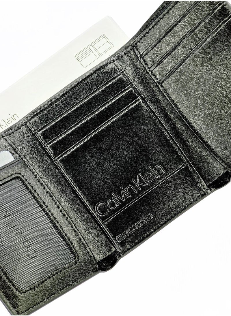 CK Monogram Trifold Black Wallet For Men 62#