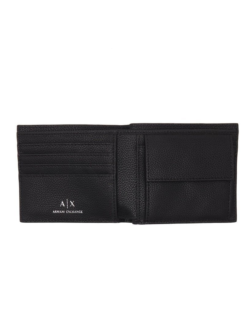 AX Black Leather Wallet & Keychain Set For Men 16#