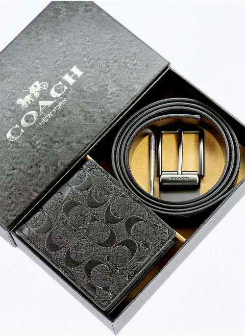 Coach Signature Wallet & Reversible Belt Set For Men 23