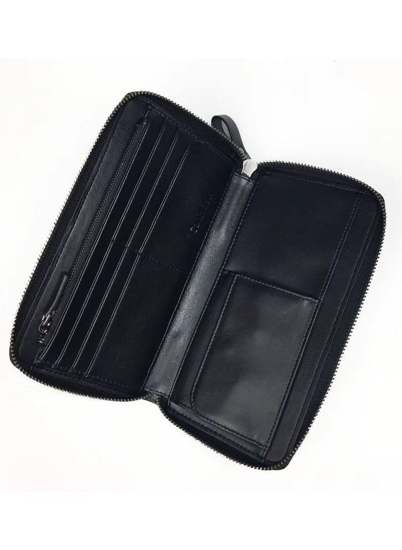 CK Long Black Leather Wallet For Unisex 76#