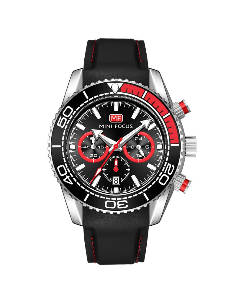 Mini Focus Men’s Watch – Model MF0426G | Black Chronograph with Silicone Strap