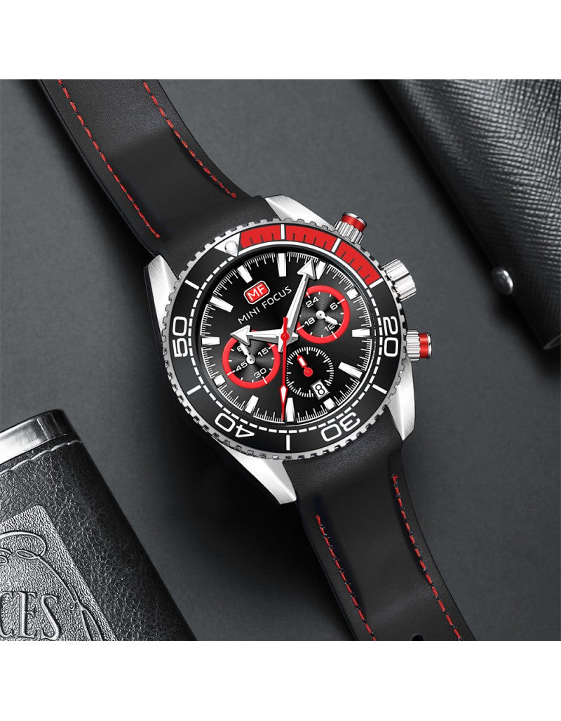 Mini Focus Men’s Watch – Model MF0426G | Black Chronograph with Silicone Strap