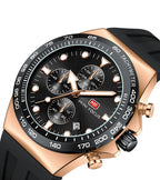Mini Focus Watch with Black Dial & Rose Gold Case For Men MF0488G