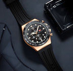 Mini Focus Watch with Black Dial & Rose Gold Case For Men MF0488G