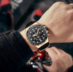 Mini Focus Watch with Black Dial & Rose Gold Case For Men MF0488G