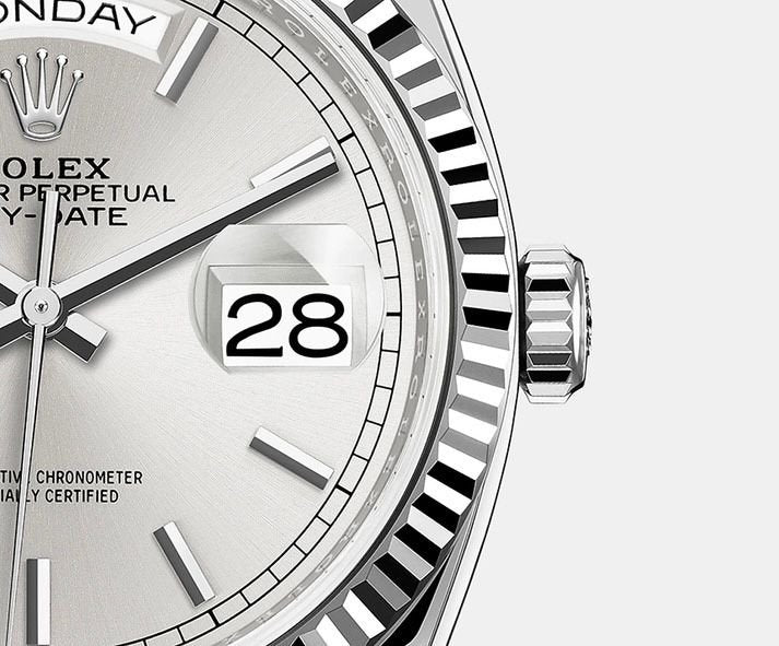 Rolex Day-Date Watch For Men - Silver Dial