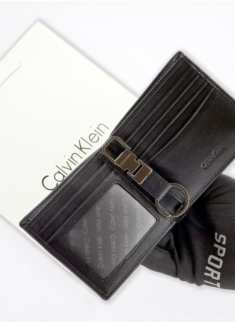 CK Black Leather Wallet-Keychain Set For Men 8#