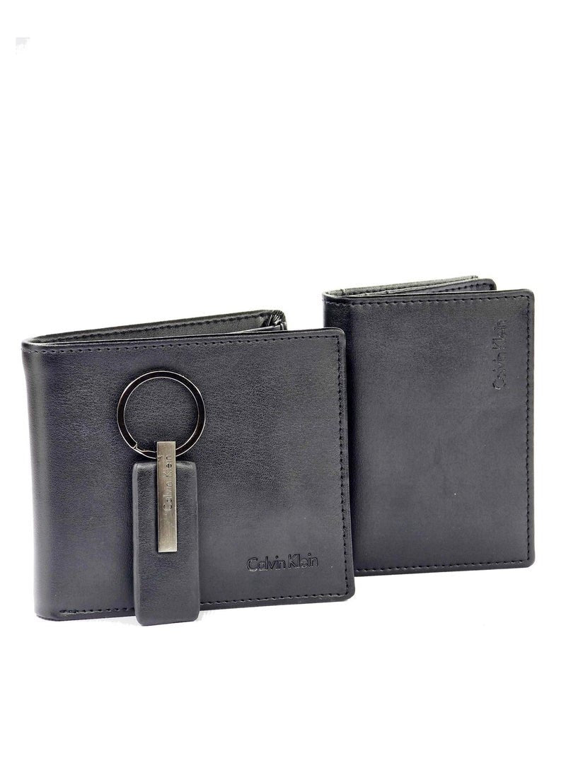 CK Black Leather Wallet-Keychain-Card Holder Set For Men 7#