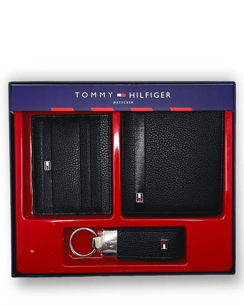 TH Black Leather Wallet-Keychain-Card Holder Set For Men 2#