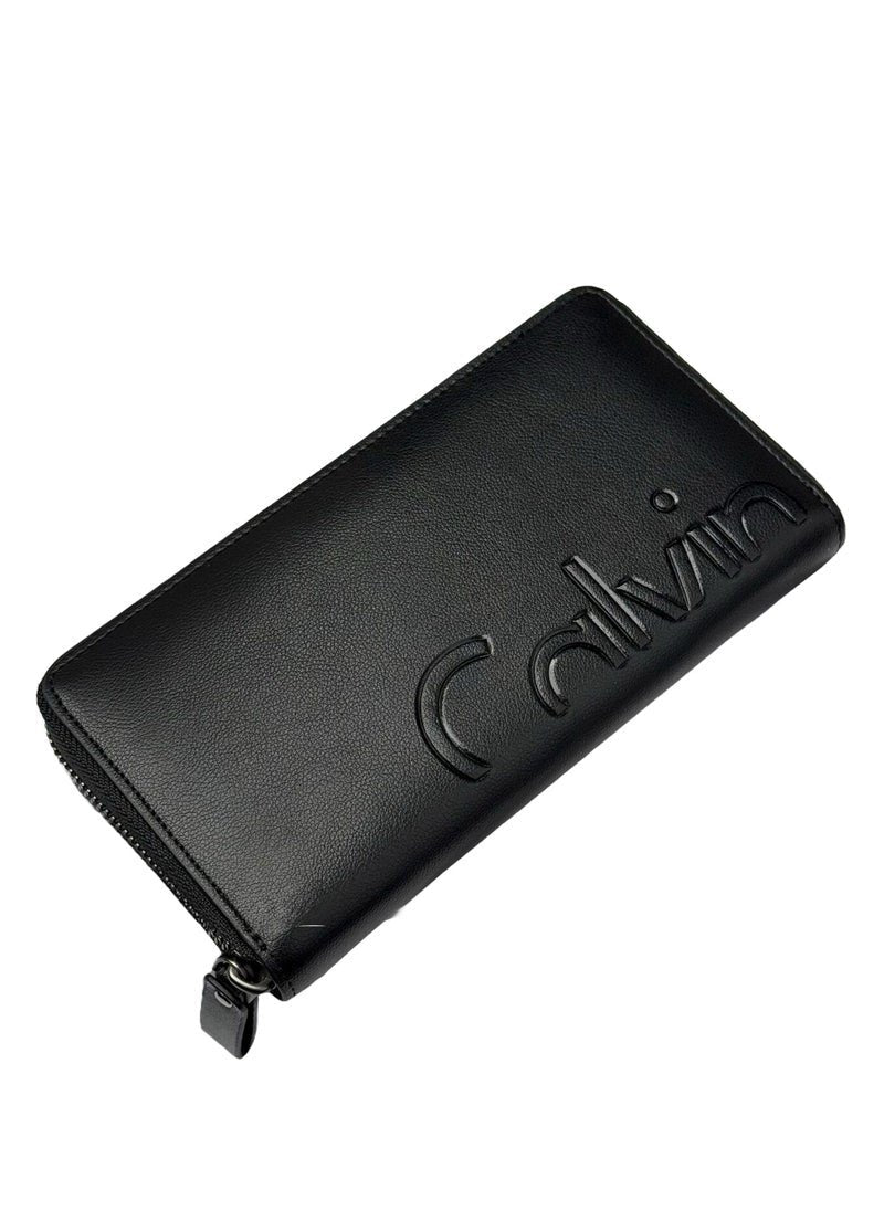 CK Long Black Leather Wallet For Unisex 76#