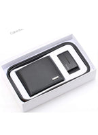 CK Black Leather Wallet-Belt Set For Men 15#