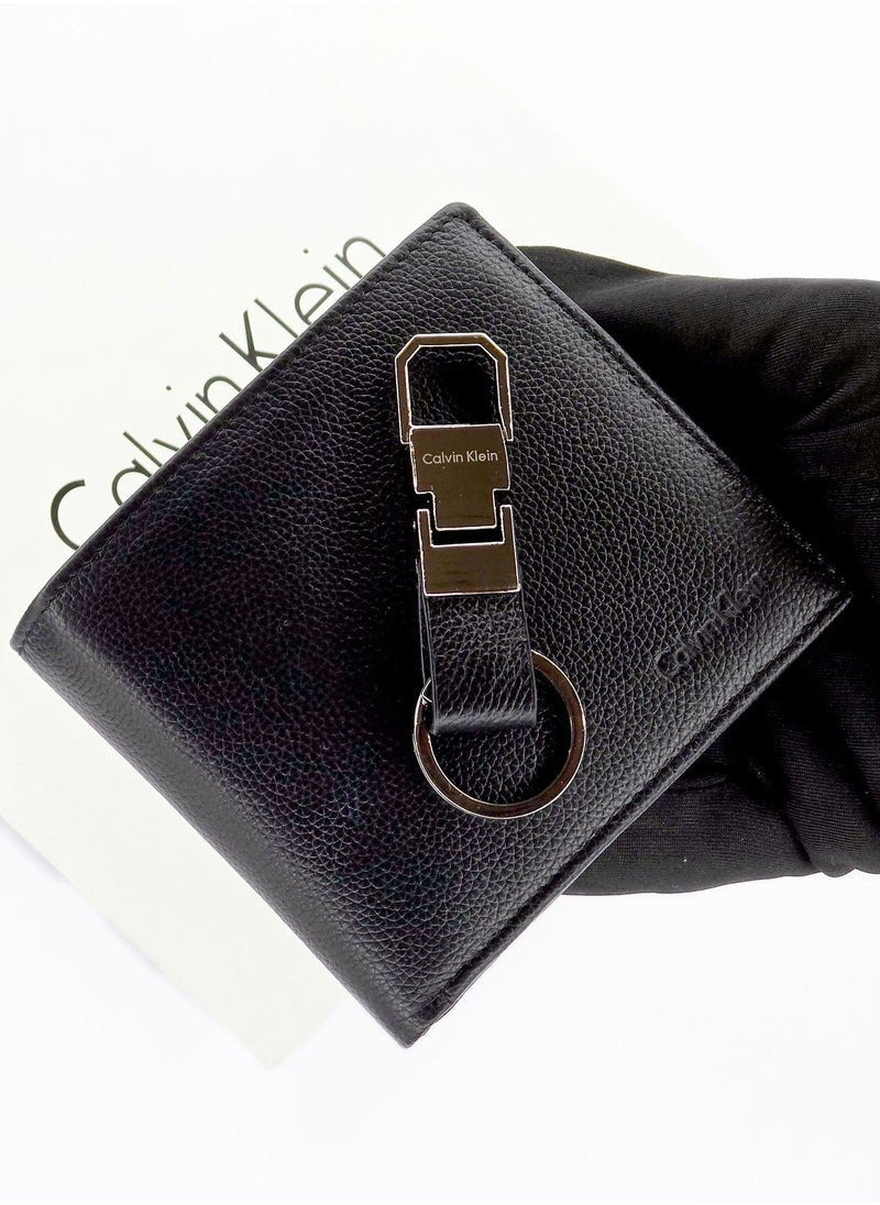 CK Black Leather Wallet-Keychain Set For Men 8#