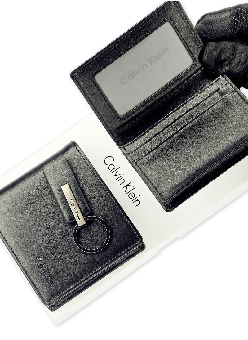 CK Black Leather Wallet-Keychain-Card Holder Set For Men 7#