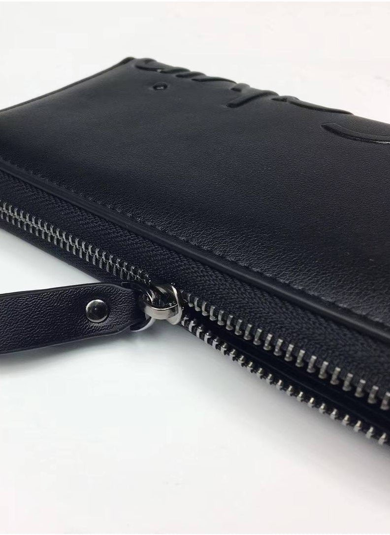 CK Long Black Leather Wallet For Unisex 76#