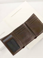 CK Brown Leather Trifold Wallet For Men 71#
