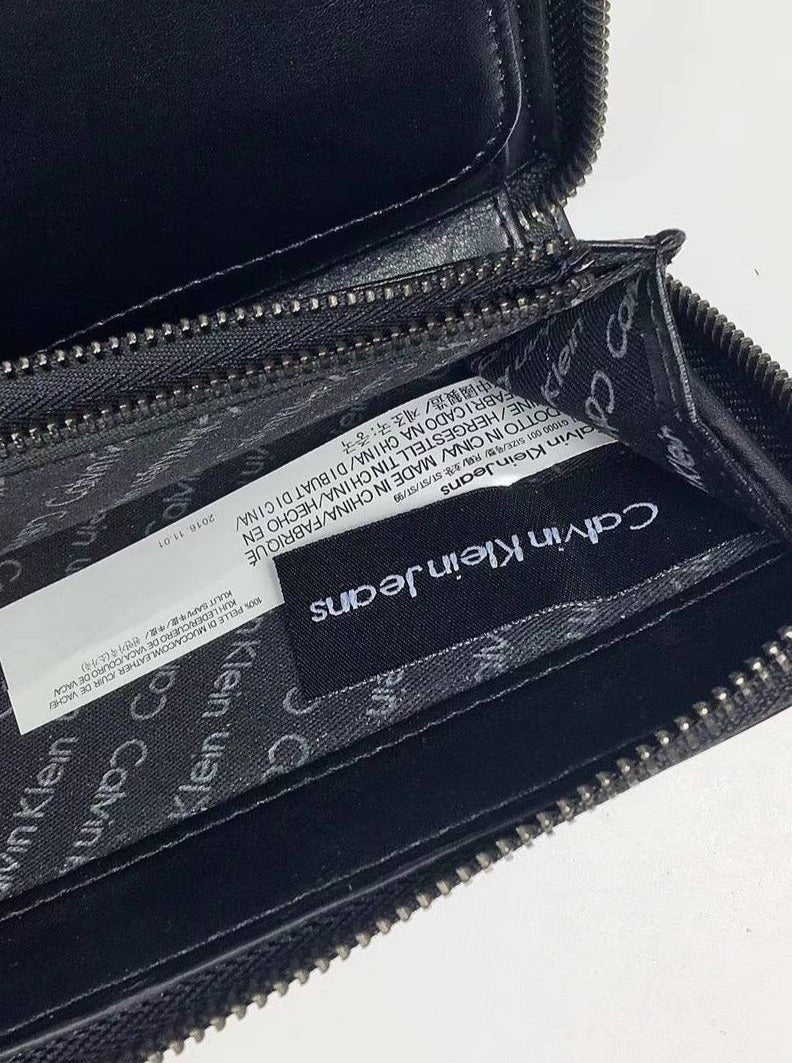 CK Long Black Leather Wallet For Unisex 76#