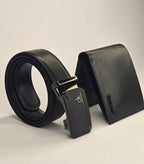 CK Black Leather Wallet-Belt Set For Men 9#