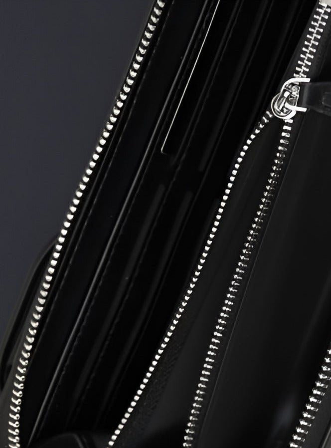 TH Long Black Leather Wallet For Men 50#