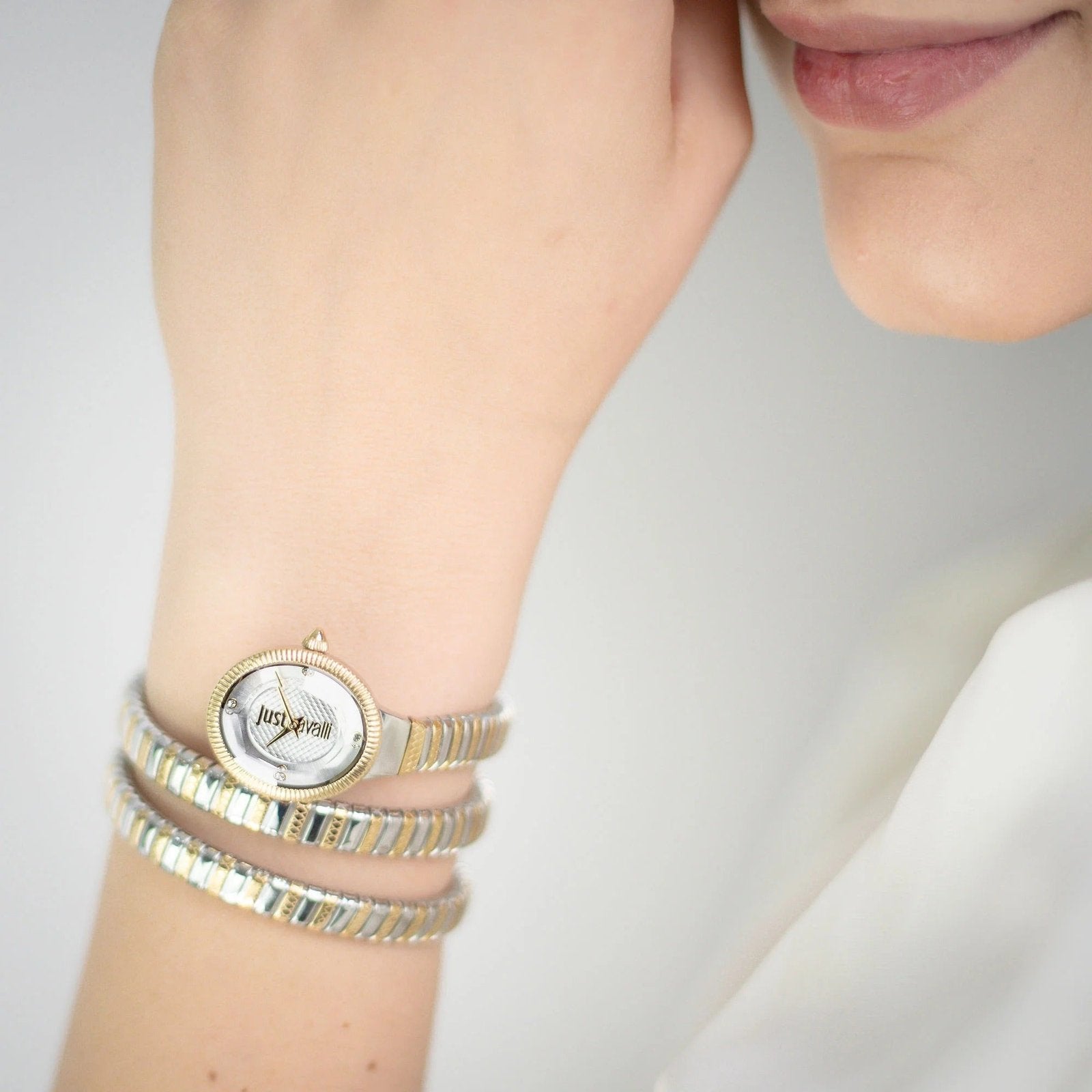 Just Cavalli Signature Snake After Party Two Tones YG Silver Women's Watch (Model JC1L269M0055)